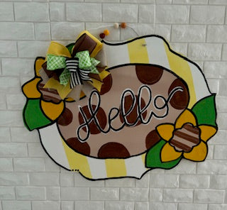 Sunflower Hello Door Hanger