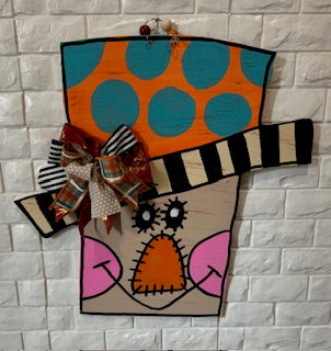 Scarecrow Door Hanger with Polka Dot Hat