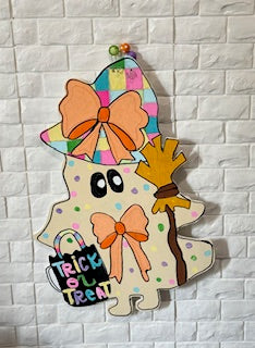 Cute halloween pastel ghost will make a great addition to your front door decor