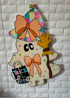 Cute halloween pastel ghost will make a great addition to your front door decor