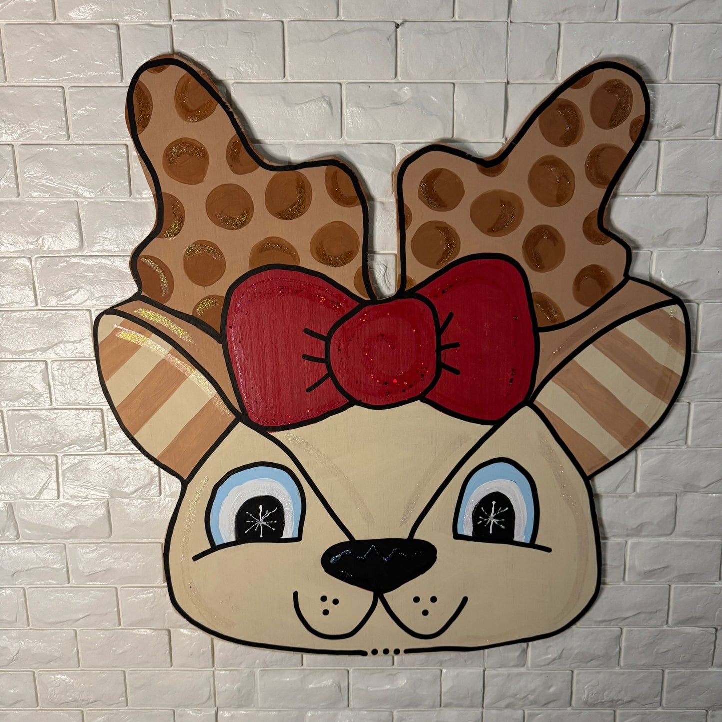 Hand-Painted Girl Reindeer Door Hanger – Christmas Front Door Décor