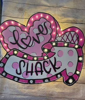 Lighted Love Shack Door Hanger, Valentines Door hanger, Valentines Tree Decor, Valentines Home Decor, Welcome To The Love Shack Door Hanger
