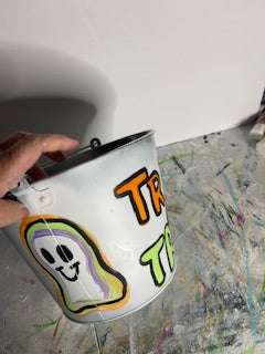 Trick or Treat Halloween Bucket | Hand-Painted Candy Pail