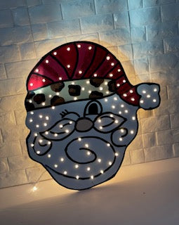 Santa lighted tree topper, Christmas Santa tree topper, Lighted christmas decor