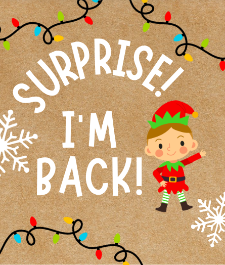 Elf surprise I'm back banner