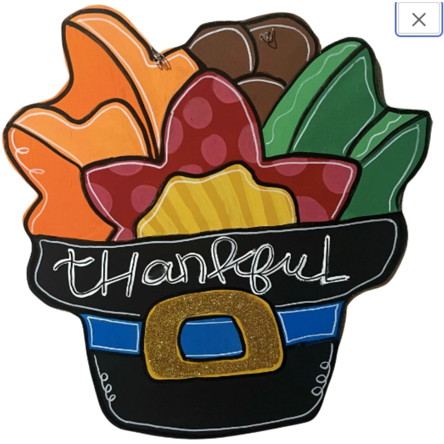 Thanksgiving Pilgrim Hat Door Hanger, Thankful Front Door Decor, Fall Door Decor, Hand Painted Door Hanger, Thanksgiving Door hanger