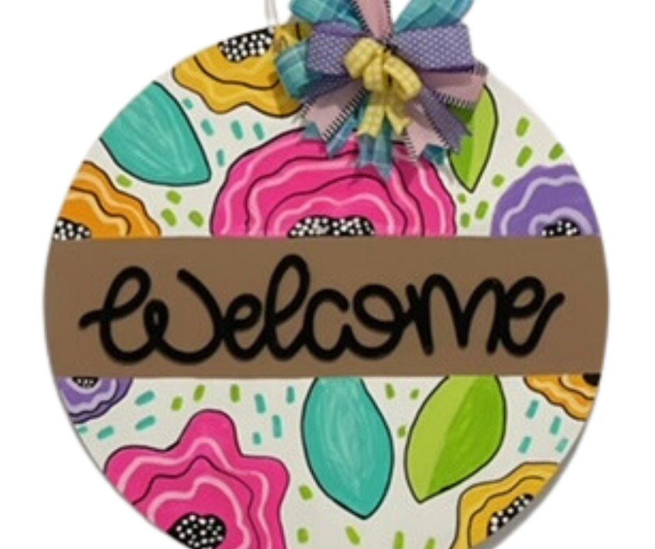 Colorful Floral Door Hanger, Spring Welcome Door Hanger, Summer Front Door Decor, Spring Floral Porch Decoration, Whimsical Door Decor