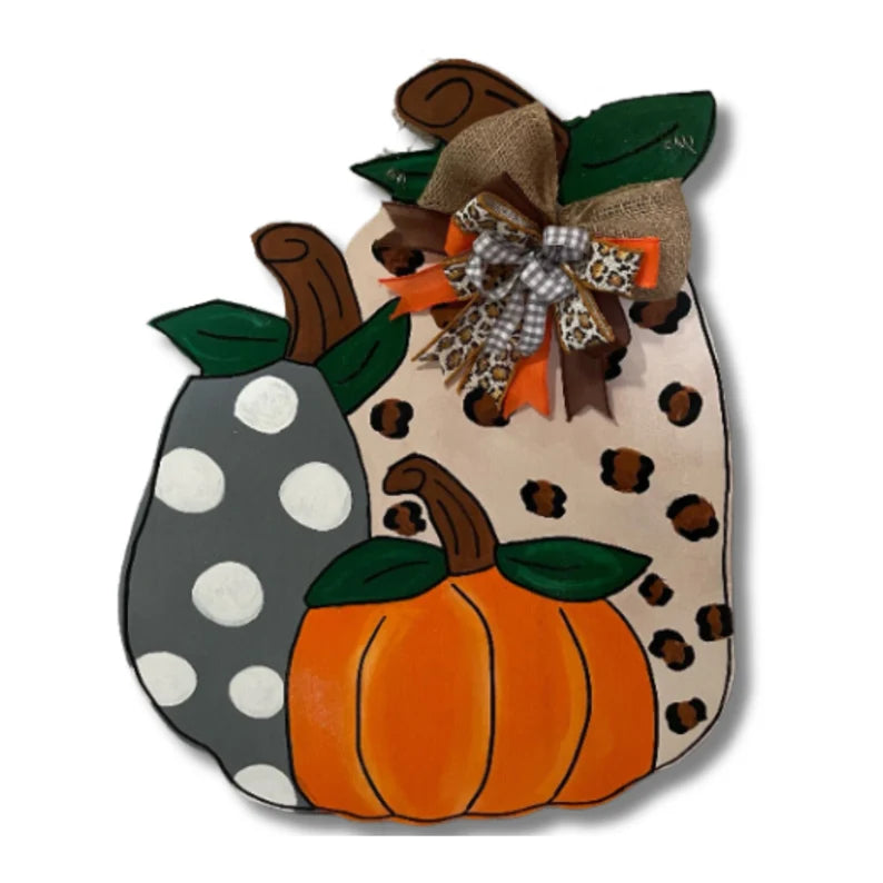 Triple Stack Pumpkin Door Hanger, Multi-Colored 3 stack Pumpkins Door Hanger, Hand Painted Wood Door Hanger, Fall Door Hanger, Fall Decor