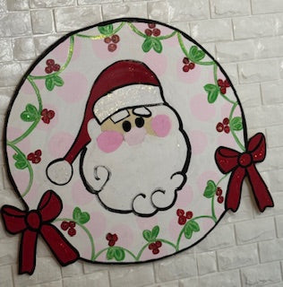 Christmas Santa Door Hanger, Glitter Santa Decoration, Holiday Home Decor