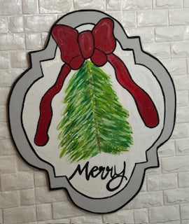 Merry With Green Tree Door Hanger