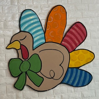Turkey With Colorful Feathers Door Hanger