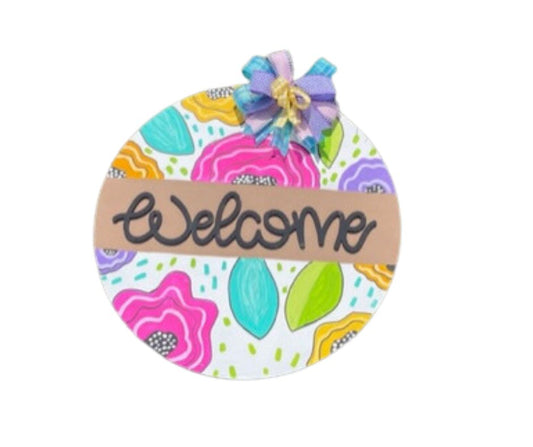 Colorful Floral Door Hanger, Spring Welcome Door Hanger, Summer Front Door Decor, Spring Floral Porch Decoration, Whimsical Door Decor