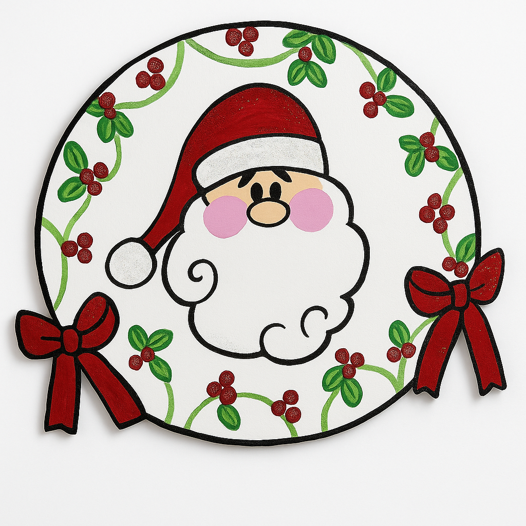 Christmas Santa Door Hanger, Glitter Santa Decoration, Holiday Home Decor