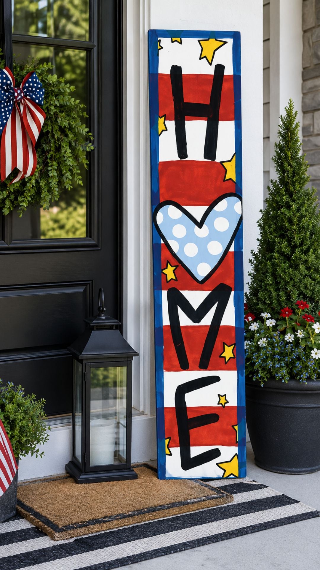 USA Porch Leaner | Hand-Painted Patriotic Welcome Sign