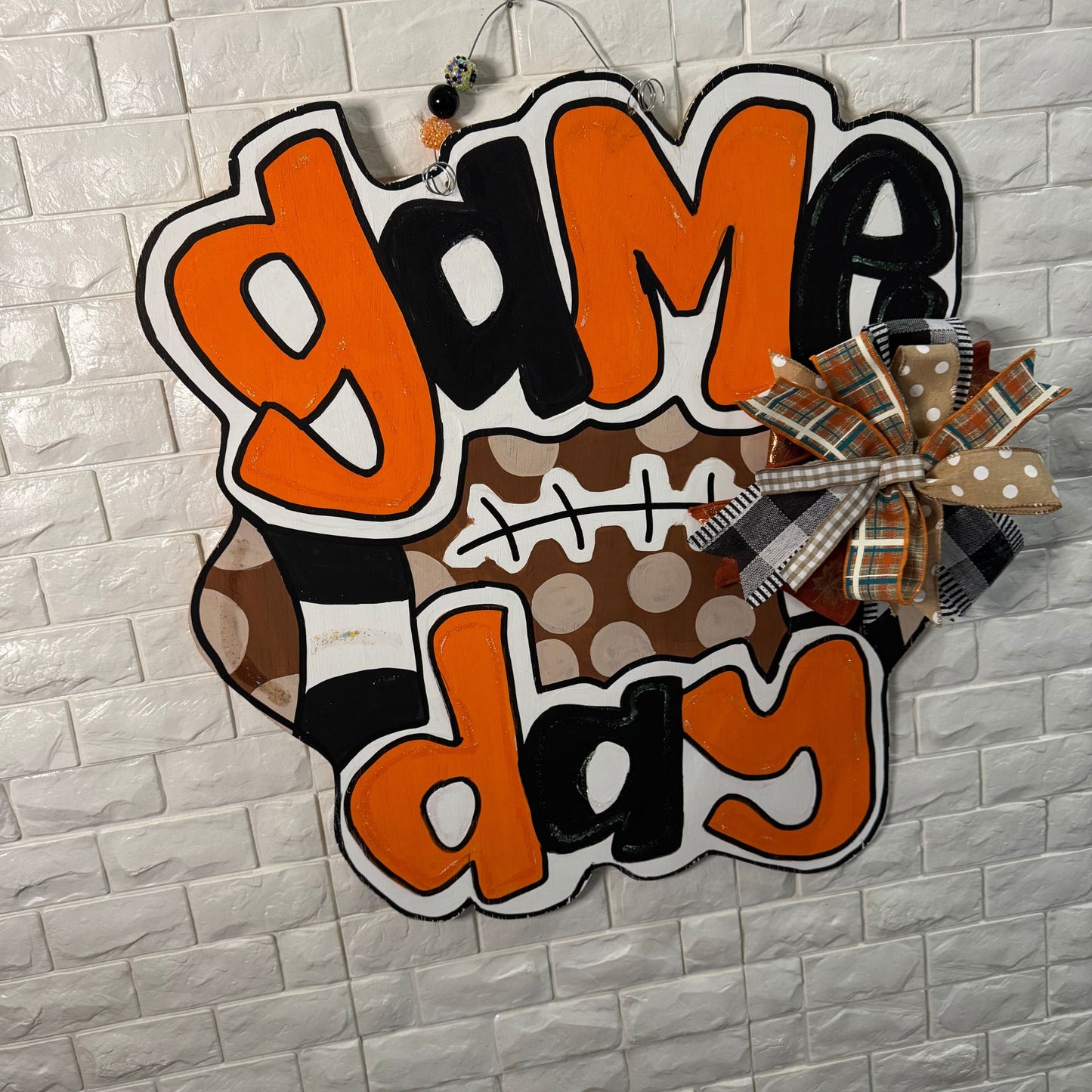 Game Day Football Door Hanger | Hand-Painted Fall Team Spirit Decor
