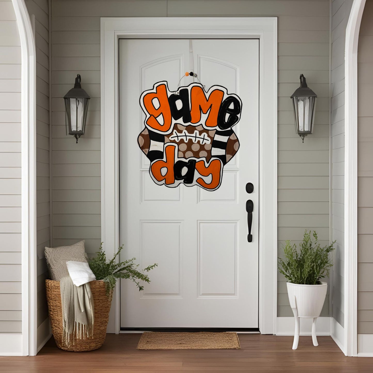 Game Day Football Door Hanger | Hand-Painted Fall Team Spirit Decor