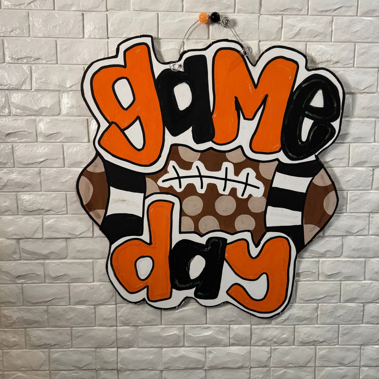 Game Day Football Door Hanger | Hand-Painted Fall Team Spirit Decor