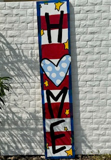 USA Porch Leaner | Hand-Painted Patriotic Welcome Sign