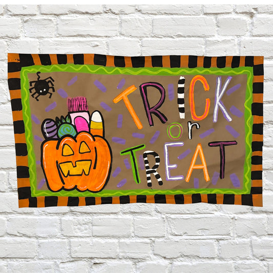 Hand painted Banner - Halloween Trick or Treat Decor