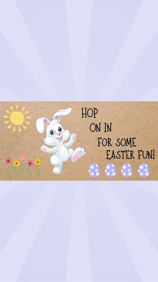 Hop On In for Some Easter Fun Banner – Easter Porch & Spring Party Decor