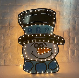Snowman lighted tree topper, snowman front door decor, Snowman decor
