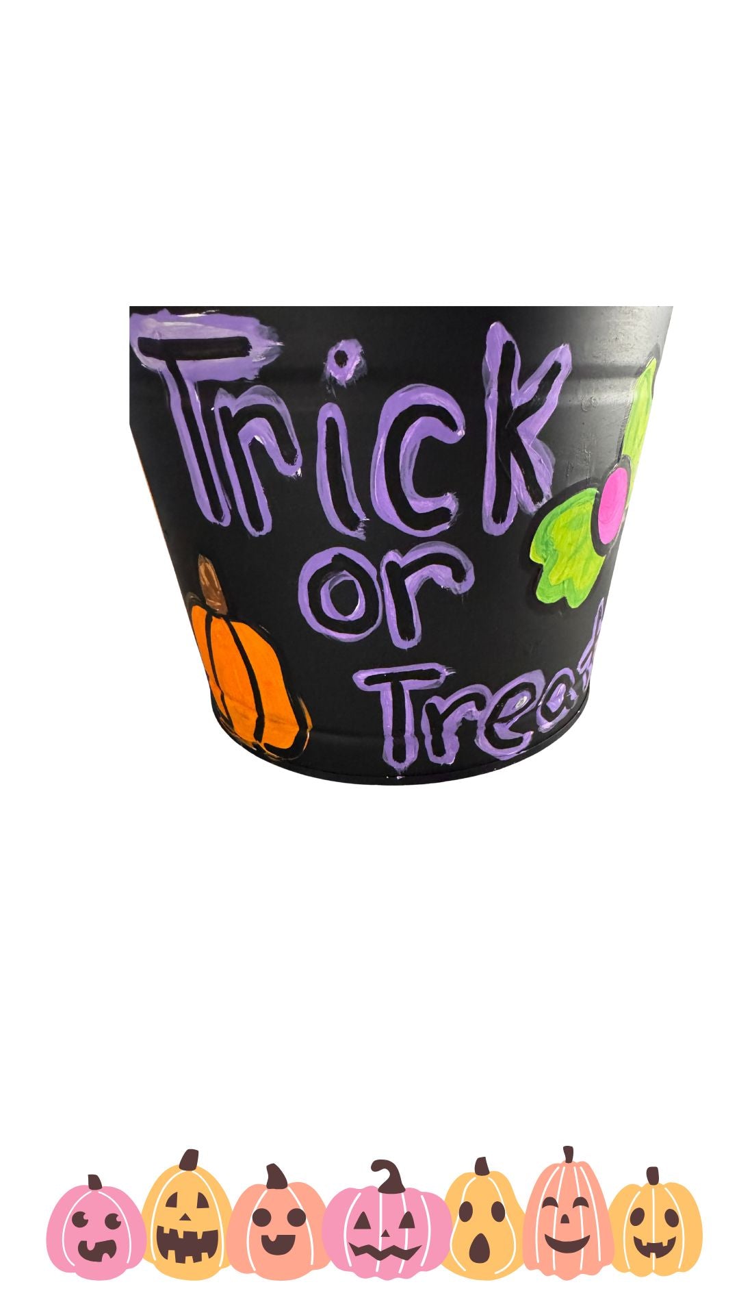Halloween Trick or Treat Bucket | Hand-Painted Candy Pail