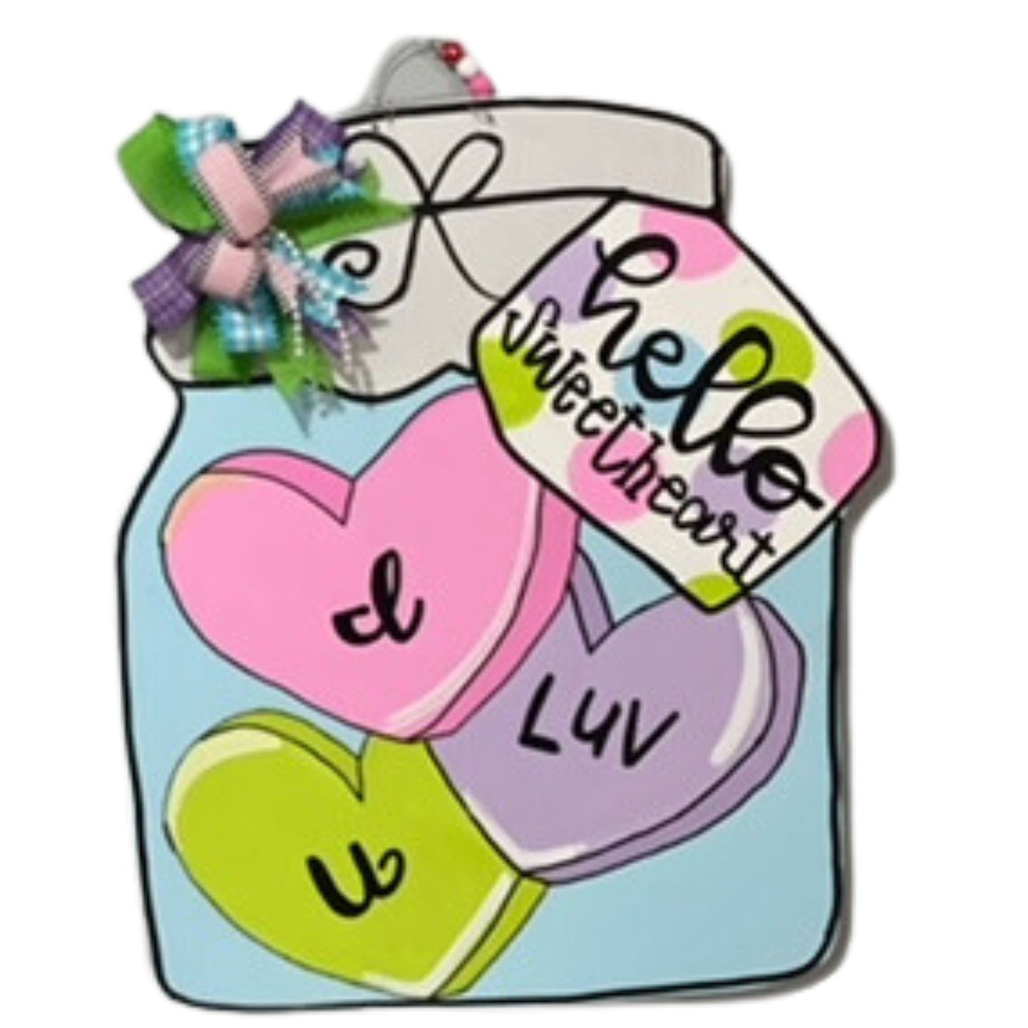 Conversation Hearts Welcome Door Hanger | Hand-Painted Valentine's Decor