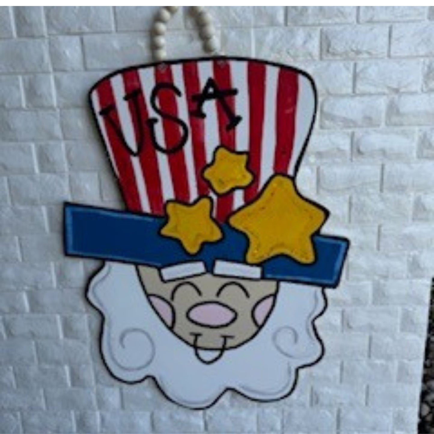 Uncle Sam Patriotic Door Hanger | Hand-Painted Rustic Americana Decor