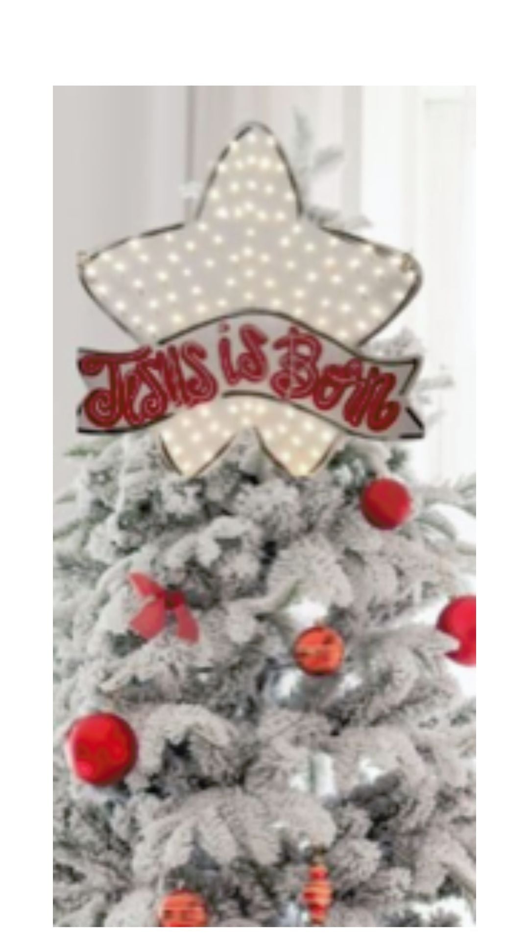 Lighted Christmas Star Tree Topper – “Jesus Is Born” | Handmade & Customizable