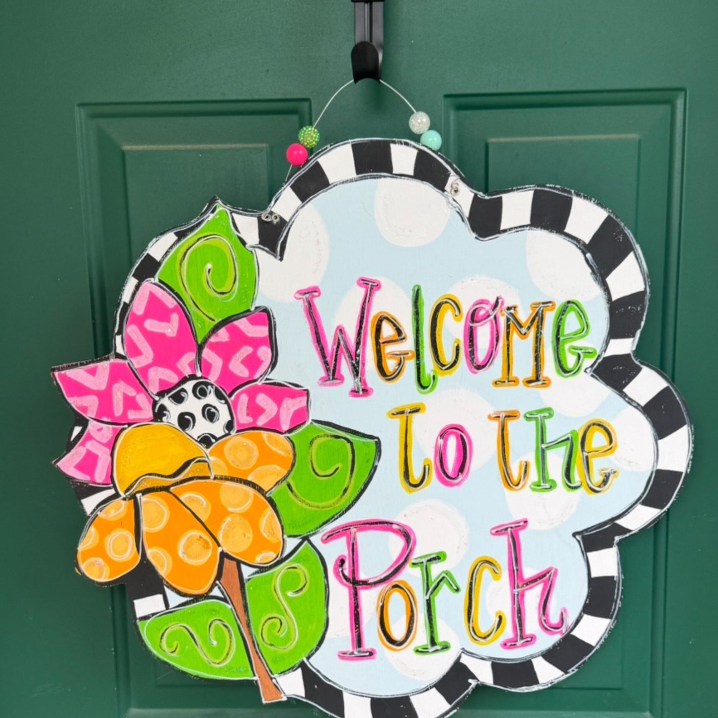Welcome to the Porch Door Hanger – Hand-Painted Front Door Sign for Summer & Year-Round Decor