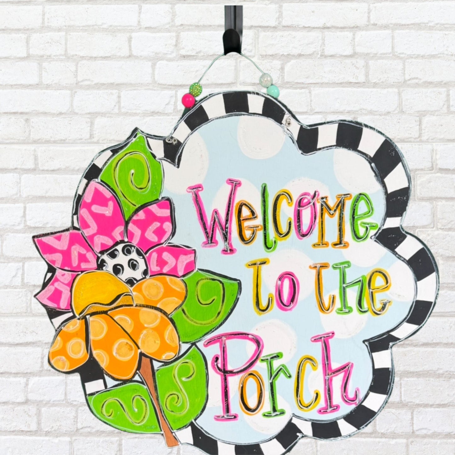 Welcome to the Porch Door Hanger – Hand-Painted Front Door Sign for Summer & Year-Round Decor