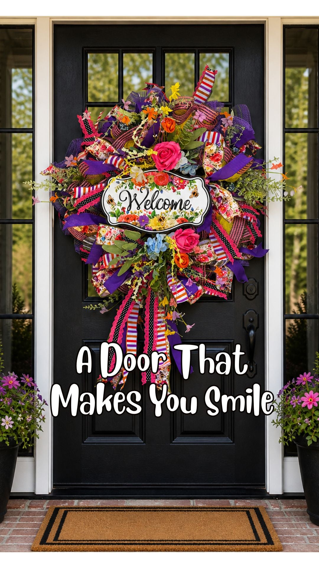 Welcome Floral Wreath | Handmade Bold Spring Door Decor